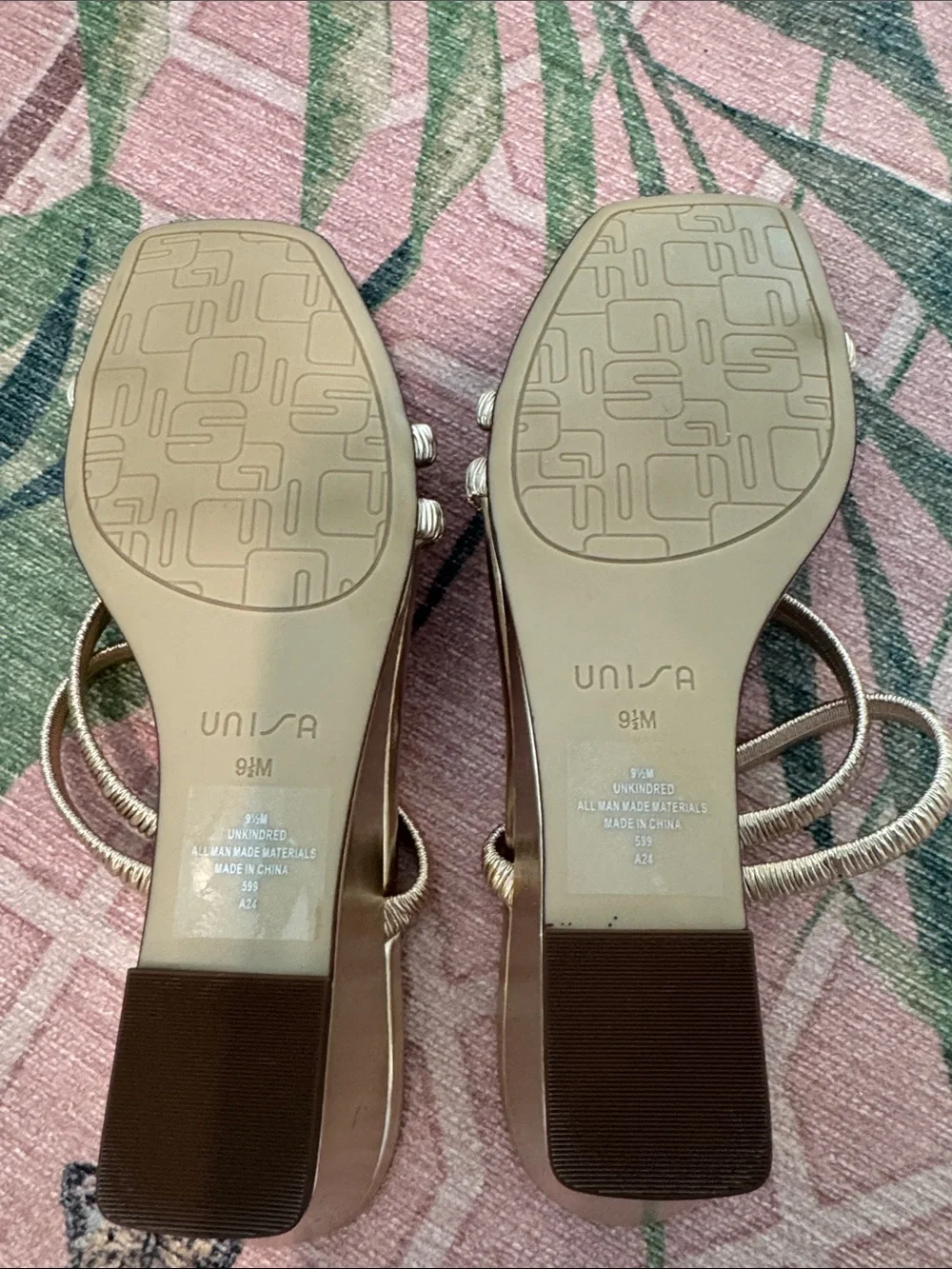 NEW Gold Strappy Wedge Sandals for Women 9.5